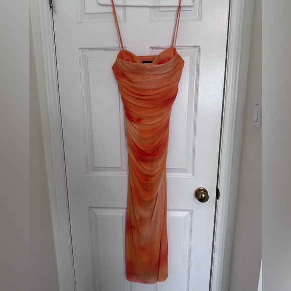 Zara Draped Ruched Tulle Mesh Dress - Picture 5 of 8